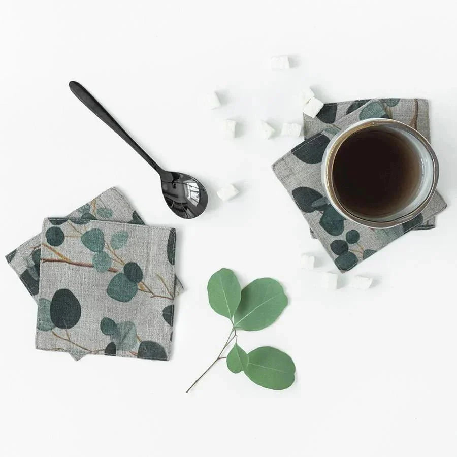 Eucalyptus on Natural lino padėkliukų rinkinys 4 vnt. — naturalusdrabuziai.lt