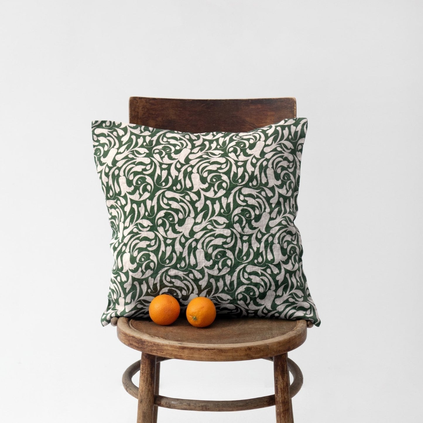 Evergreen Damask lino pagalvėlės užvalkalas — naturalusdrabuziai.lt