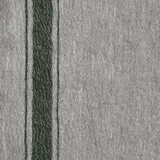 Green Stripe Vintage lino Fabric 310 g/m2 — naturalusdrabuziai.lt