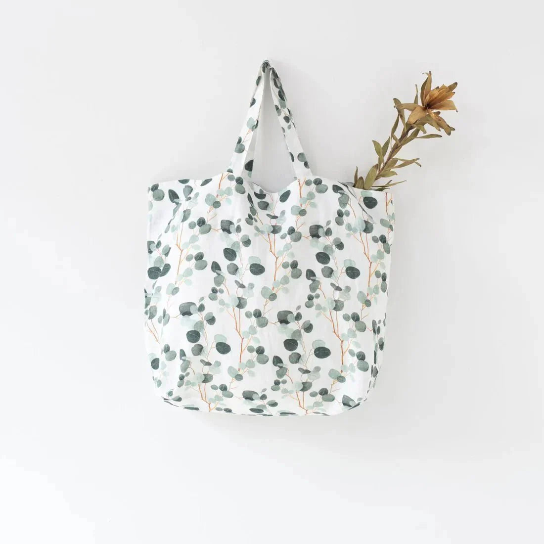LIMITED EDITION Eucalyptus lino didelis krepšys — naturalusdrabuziai.lt