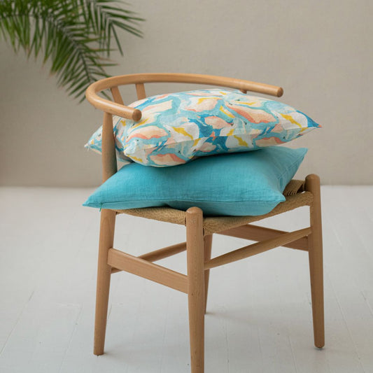 LIMITED EDITION Pastel Iris lino pagalvėlės užvalkalas — naturalusdrabuziai.lt