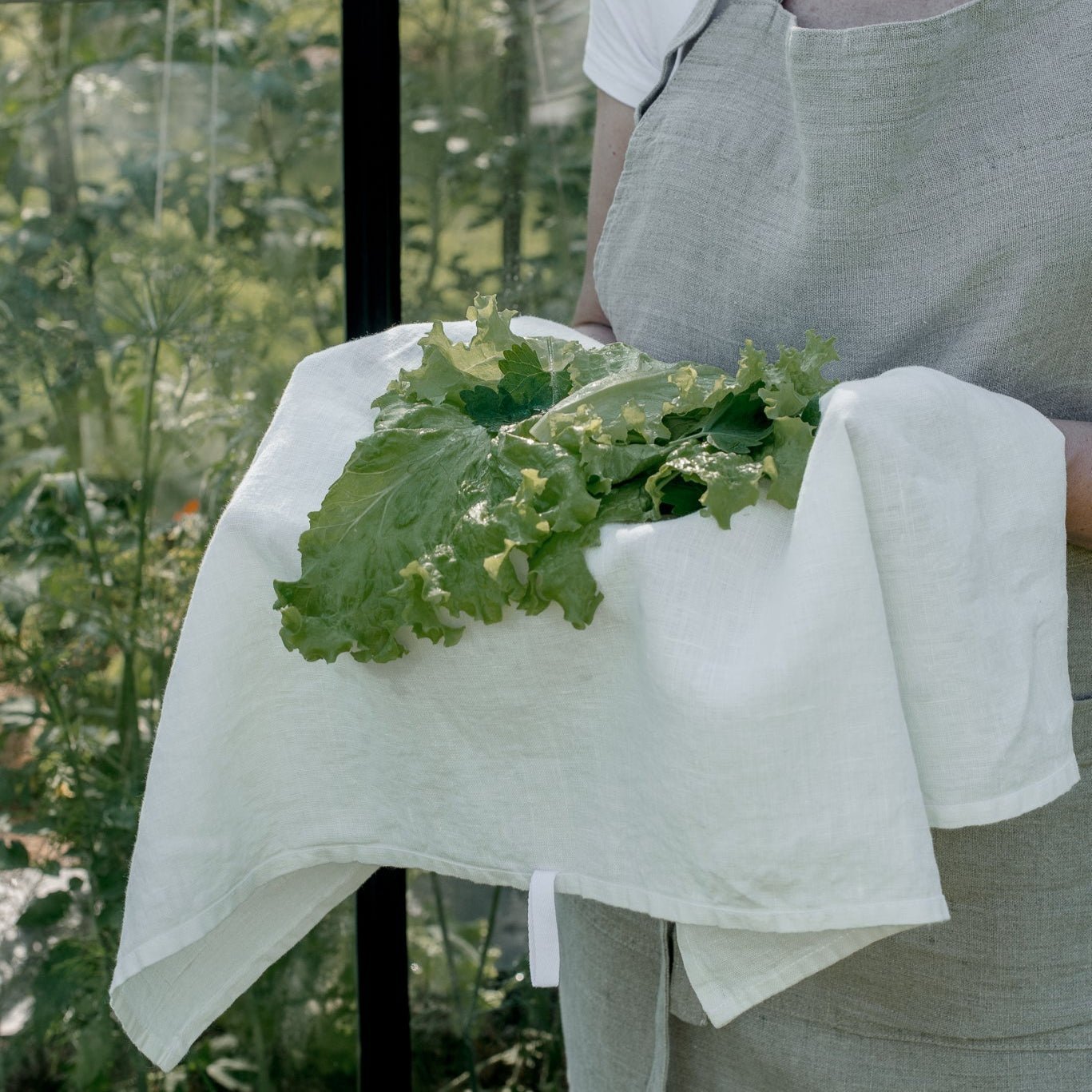 Off-White lino virtuvinė servetė — naturalusdrabuziai.lt