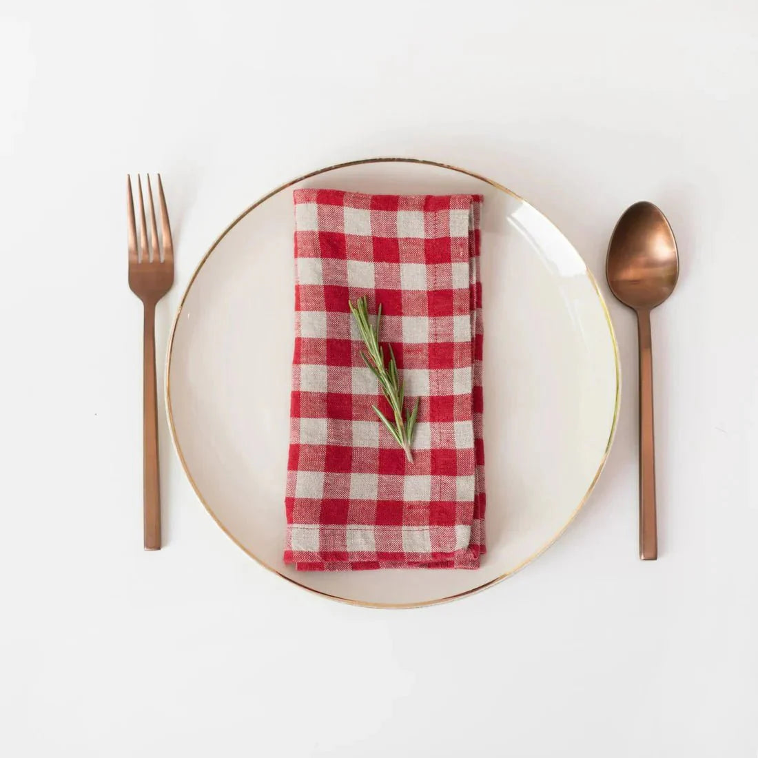 Red Gingham lino servetėlių rinkinys 2 vnt. — naturalusdrabuziai.lt