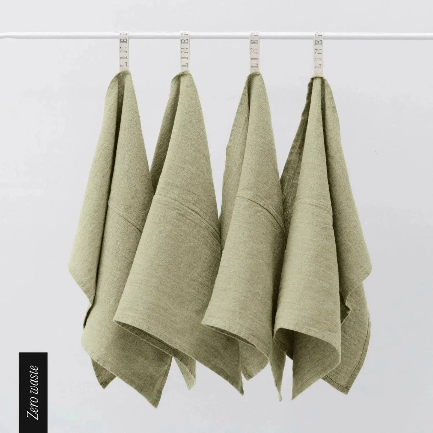 Zero Waste Sage lino virtuvinė servetės rinkinys 4 vnt. — naturalusdrabuziai.lt