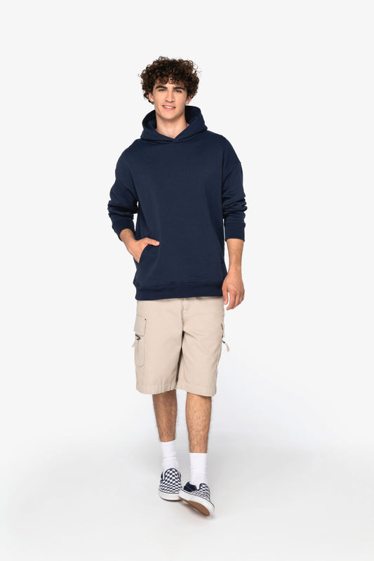 Unisex oversized organinės medvilnės džemperis su gobtuvu — naturalusdrabuziai.lt