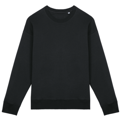 Unisex oversized organinės medvilnės džemperis su apvaliu kaklu — naturalusdrabuziai.lt
