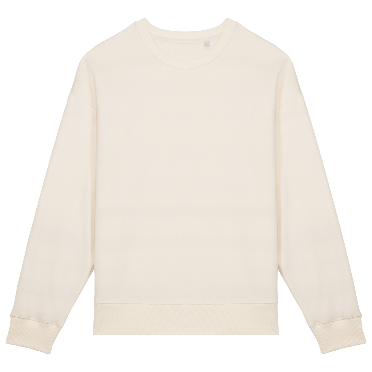 Unisex oversized organinės medvilnės džemperis su apvaliu kaklu — naturalusdrabuziai.lt
