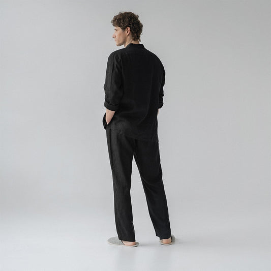 Black lino Currant Loungewear rinkinys — naturalusdrabuziai.lt