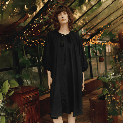 Black Linen Mahina Dress
