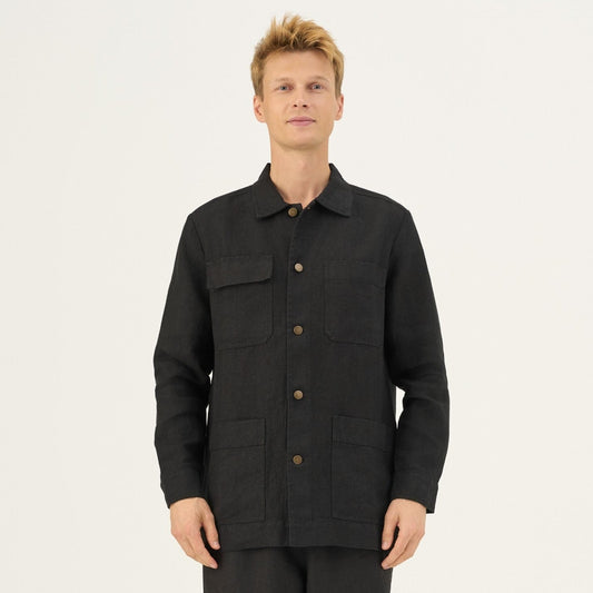 Black Linen Maple Jacket