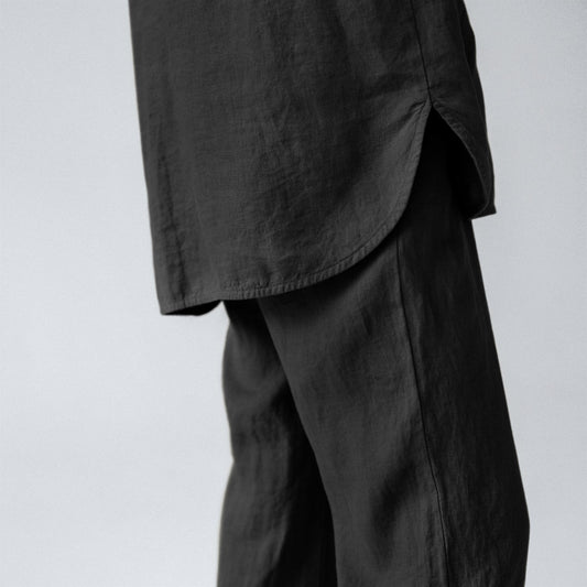 Black lino Primrose Loungewear rinkinys — naturalusdrabuziai.lt