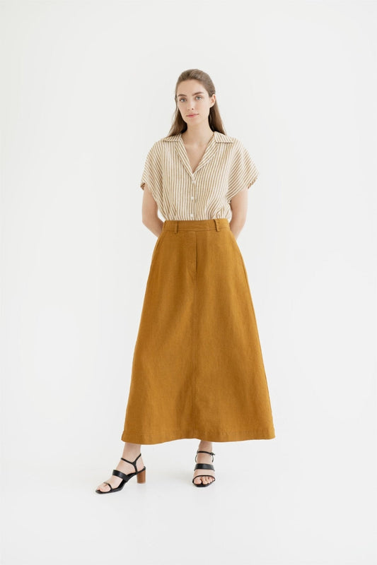 Bronze Linen Gardenia Skirt