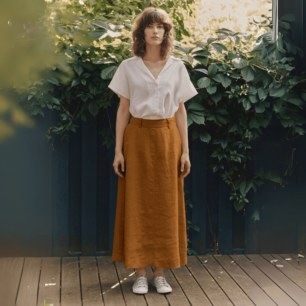 Bronze Linen Gardenia Skirt