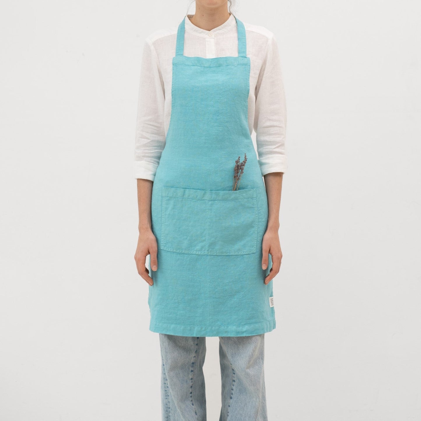 LIMITED EDITION Coastal Blue lino kasdienė prijuostė — naturalusdrabuziai.lt