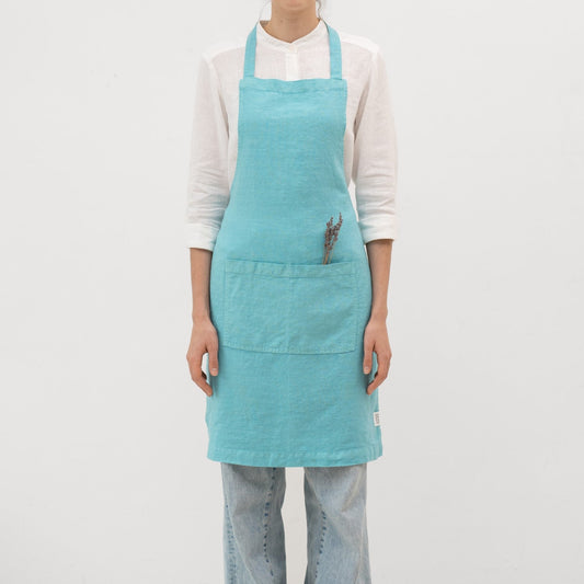 LIMITED EDITION Coastal Blue lino kasdienė prijuostė — naturalusdrabuziai.lt