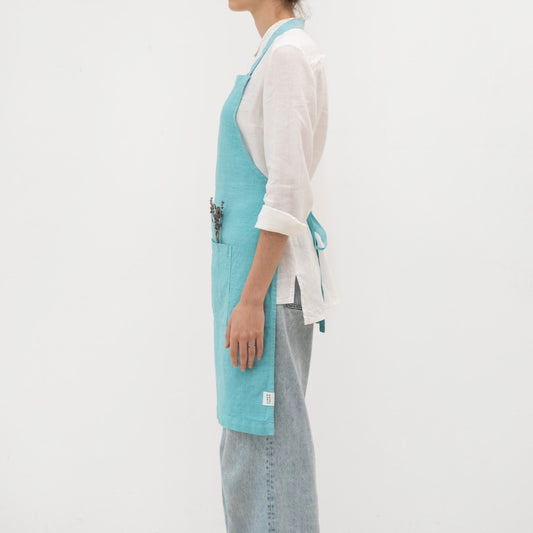 LIMITED EDITION Coastal Blue lino kasdienė prijuostė — naturalusdrabuziai.lt