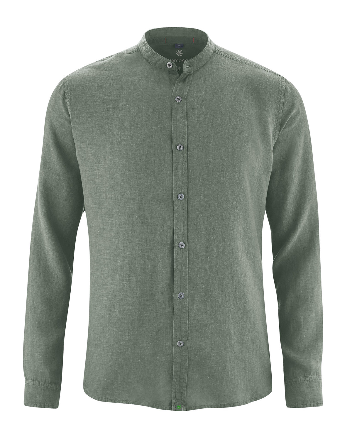 Vyriški 100% kanapių marškiniai stačia apykakle (Slim Fit) – Čiobrelių