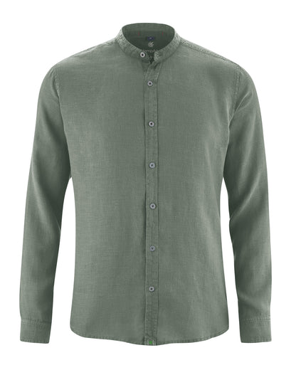 Vyriški 100% kanapių marškiniai stačia apykakle (Slim Fit) – Čiobrelių