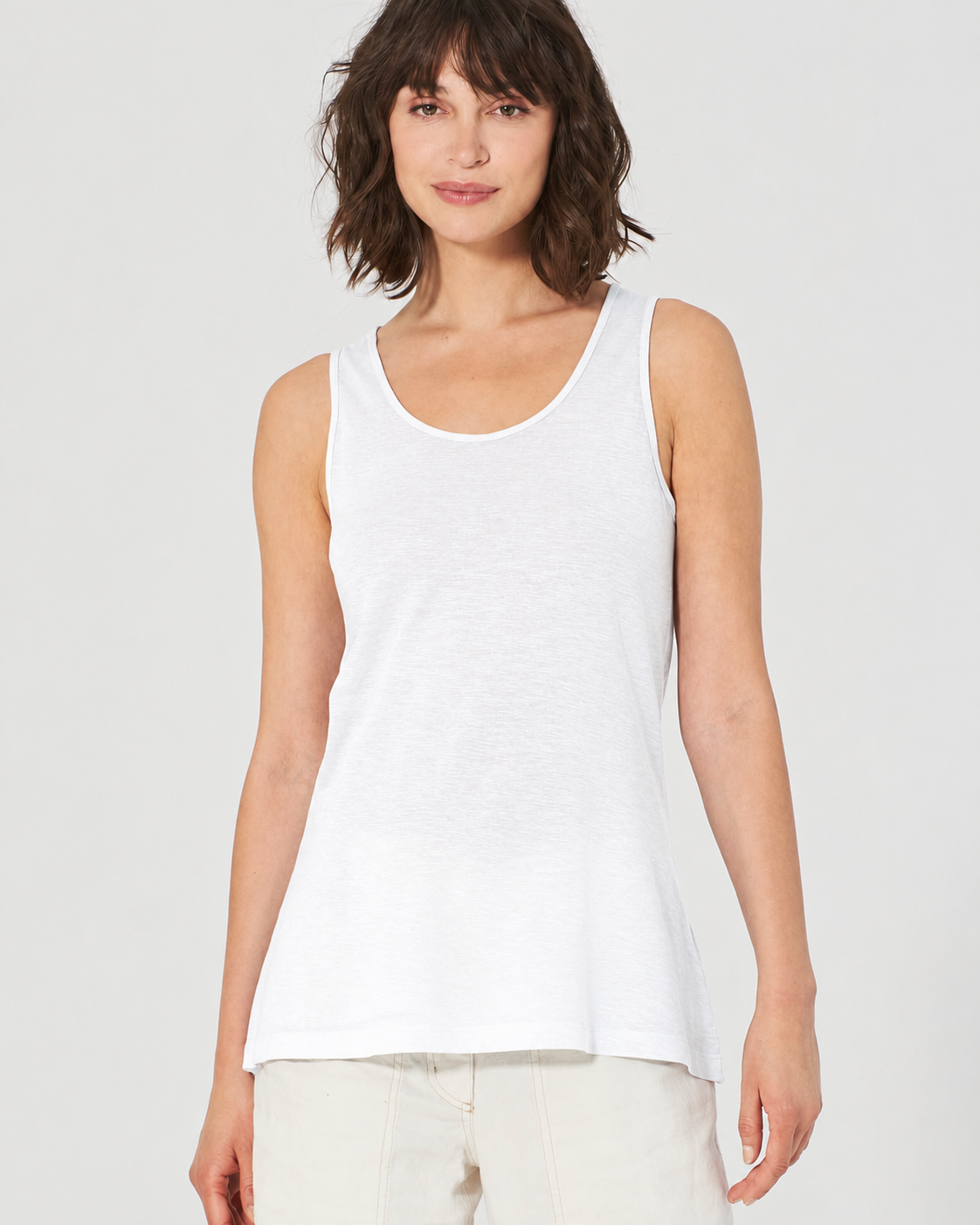 Moteriškas topas iš kanapių ir ekologiškos medvilnės (DH241OEB) – Balta
