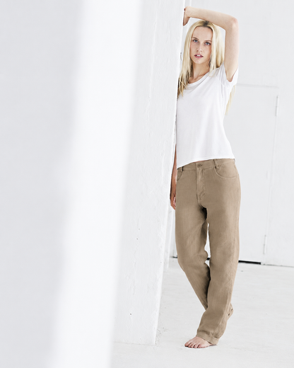 Klasikinės 100% kanapių kelnės (unisex) – Shitake