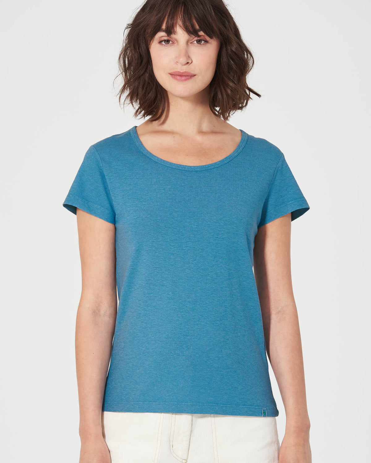 Moteriški marškinėliai iš kanapių ir ekologiškos medvilnės (DH665OEB) – atlantic