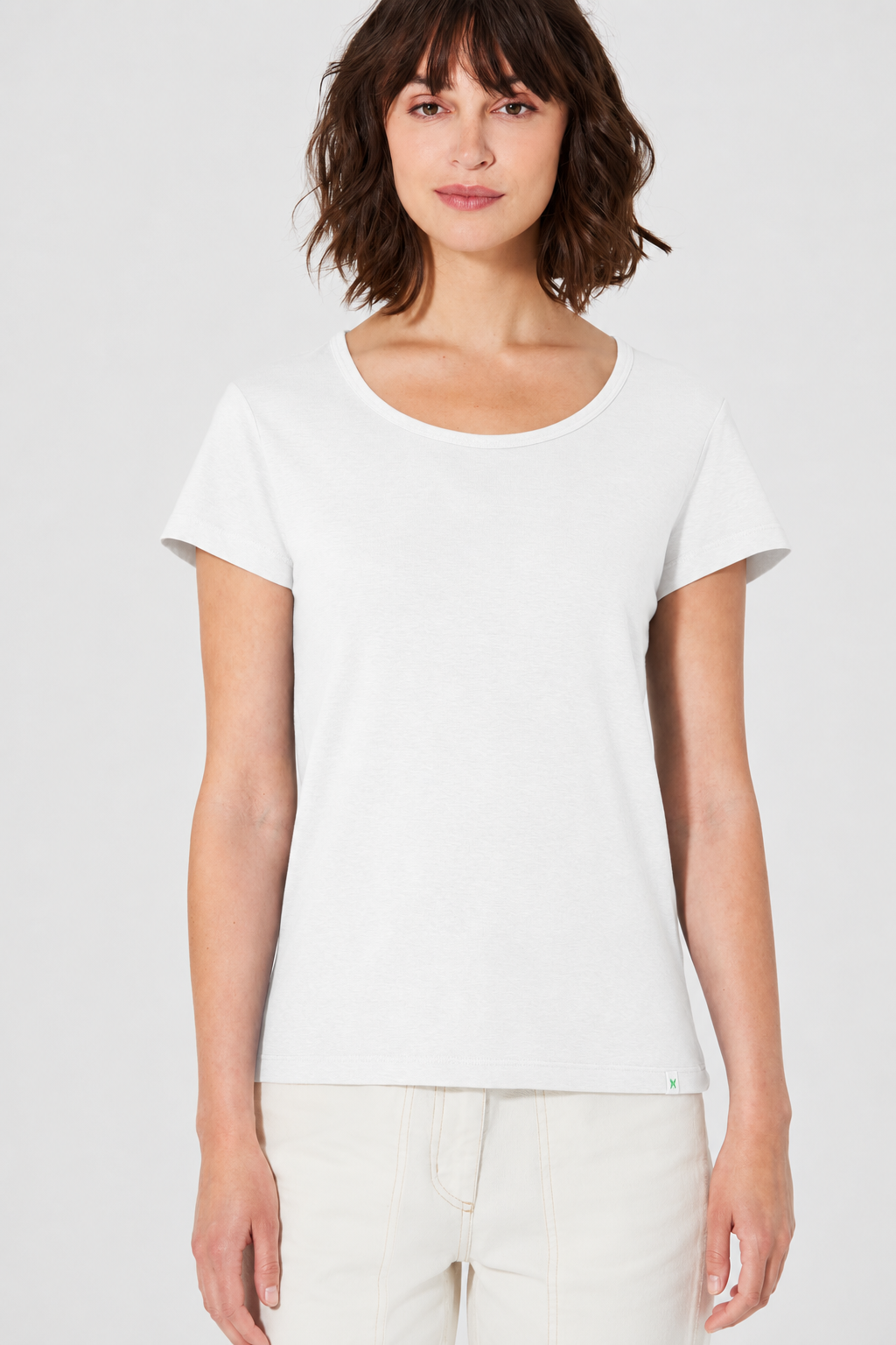 Moteriški marškinėliai iš kanapių ir ekologiškos medvilnės (DH665OCS) – Kreminė