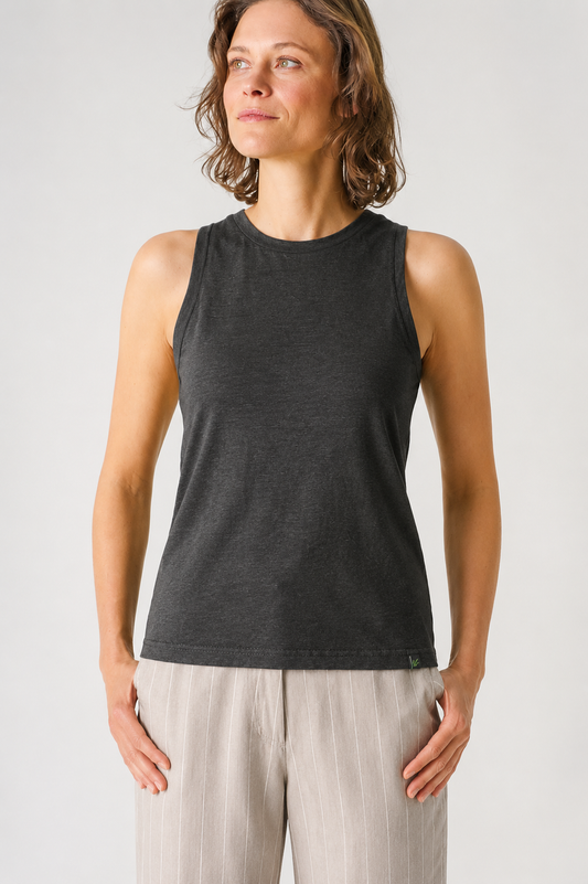 Moteriškas topas iš kanapių ir ekologiškos medvilnės (DH668OEB) – Juoda