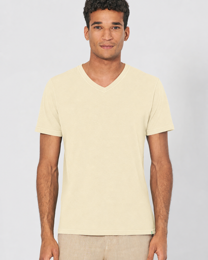 Vyriški marškinėliai iš kanapių ir ekologiškos medvilnės (DH842OEB) – Smėlio
