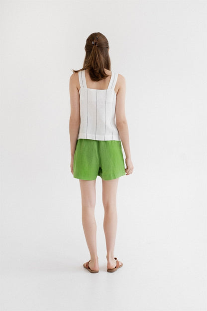 Foliage Green Linen Hip-Hop Shorts