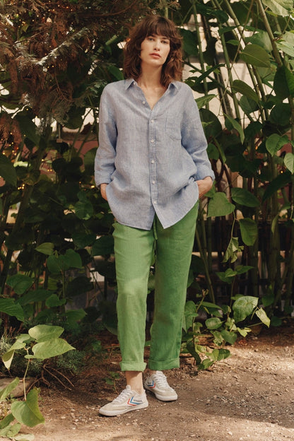 Foliage Green Linen Octave Trousers