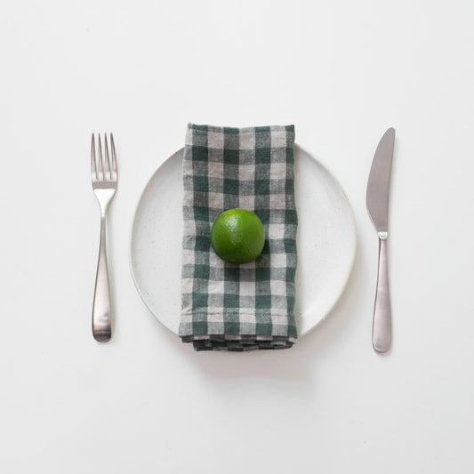 Forest Green Gingham lino servetėlių rinkinys 2 vnt. — naturalusdrabuziai.lt