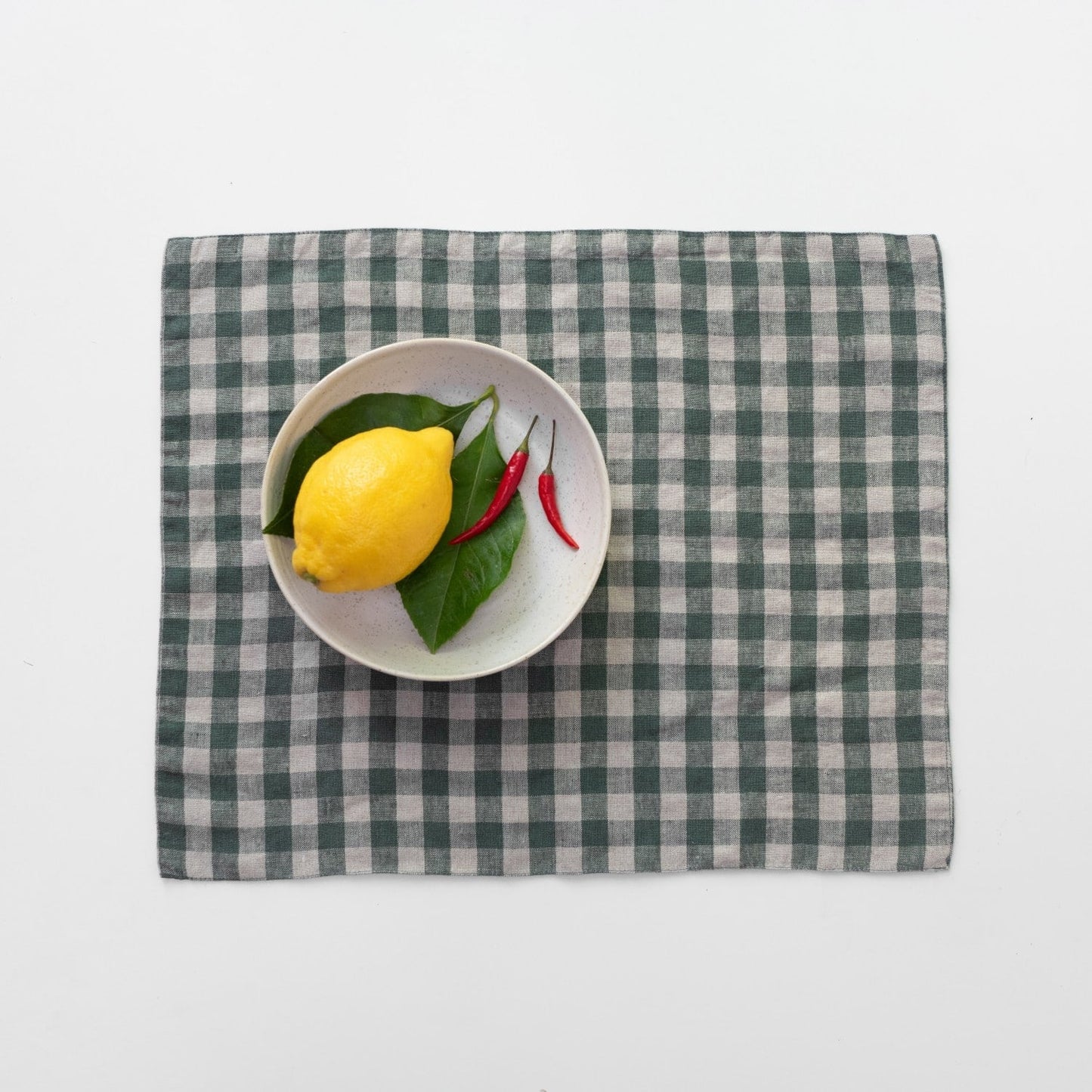 Forest Green Gingham lino staltiesėlė — naturalusdrabuziai.lt