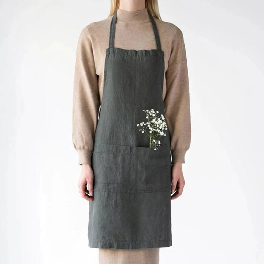 Forest Green lino kasdienė prijuostė — naturalusdrabuziai.lt