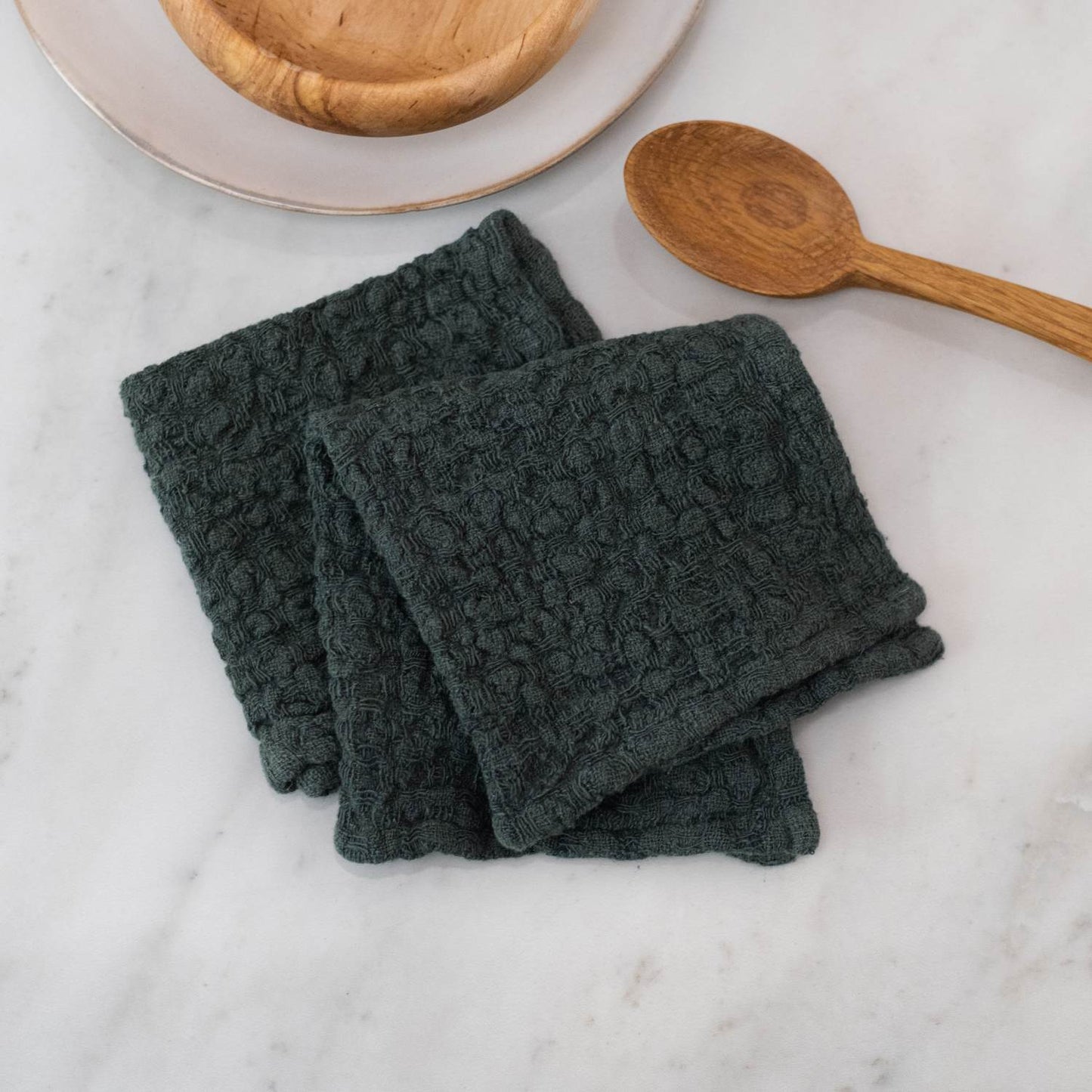 Forest Green lino Dishcloth rinkinys 2 vnt. — naturalusdrabuziai.lt