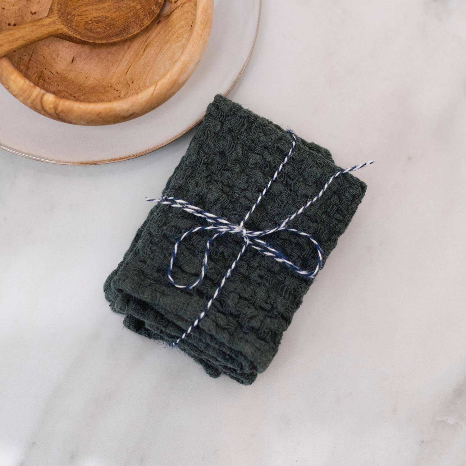 Forest Green lino Dishcloth rinkinys 2 vnt. — naturalusdrabuziai.lt
