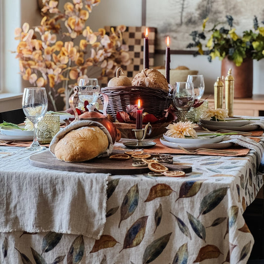 Golden Fall on Natural lino staltiesė — naturalusdrabuziai.lt