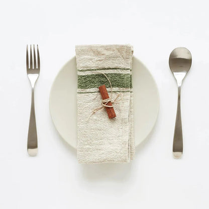 Green Stripe Vintage lino servetėlių rinkinys 2 vnt. — naturalusdrabuziai.lt