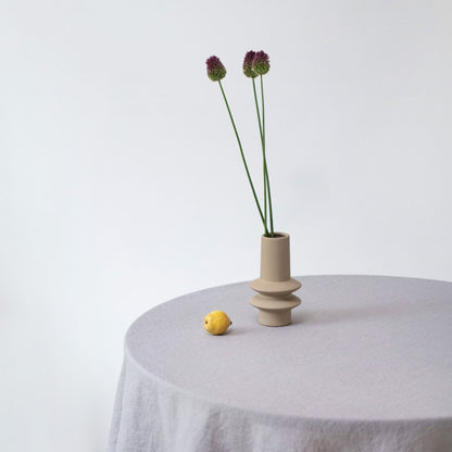 Light Grey Lightweight lino Round staltiesė — naturalusdrabuziai.lt