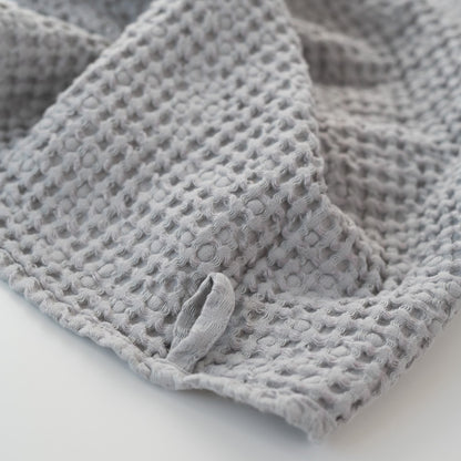 Light Grey lino & medvilnės Honeycomb Waffle rankšluostis — naturalusdrabuziai.lt