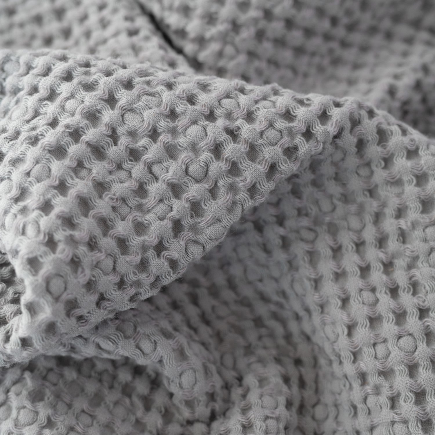 Light Grey lino & medvilnės Honeycomb Waffle rankšluostis — naturalusdrabuziai.lt