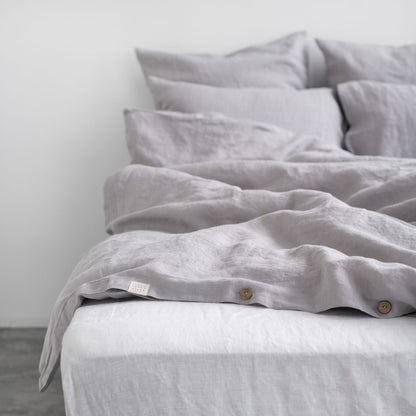Light Grey lino antklodės užvalkalas rinkinys — naturalusdrabuziai.lt