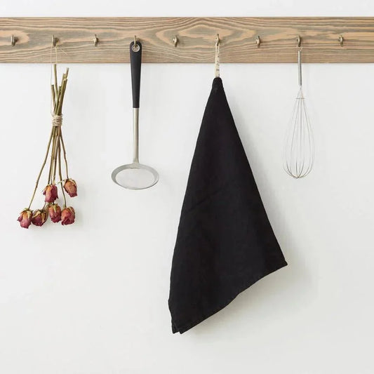 LIMITED EDITION Black lino virtuvinė servetė — naturalusdrabuziai.lt