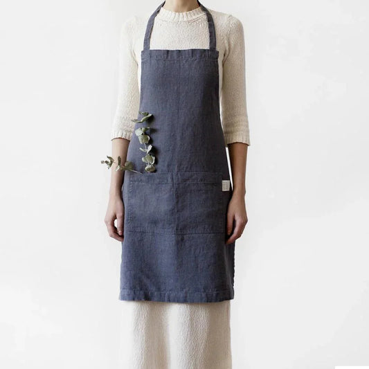 LIMITED EDITION Dark Grey lino kasdienė prijuostė — naturalusdrabuziai.lt