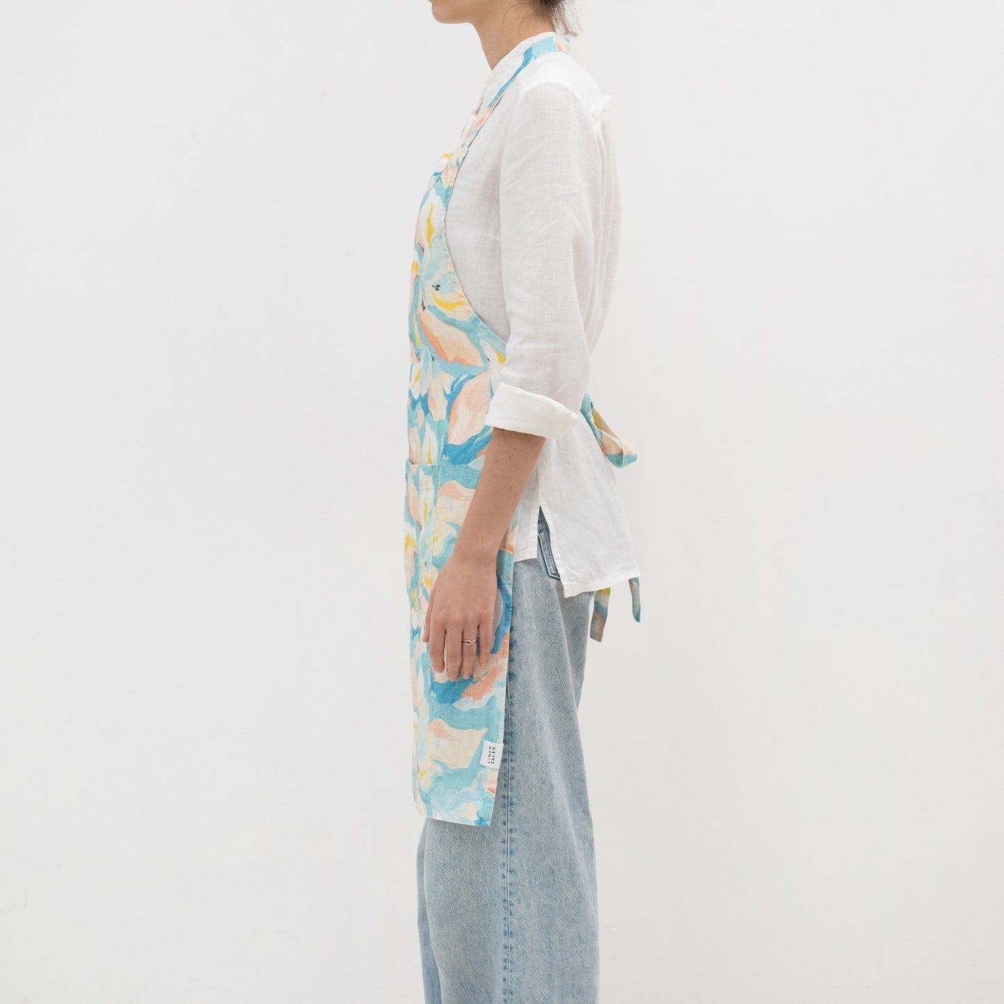 LIMITED EDITION Pastel Iris lino kasdienė prijuostė — naturalusdrabuziai.lt