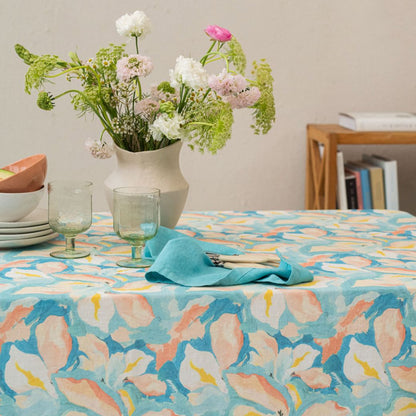 LIMITED EDITION Pastel Iris lino staltiesė — naturalusdrabuziai.lt