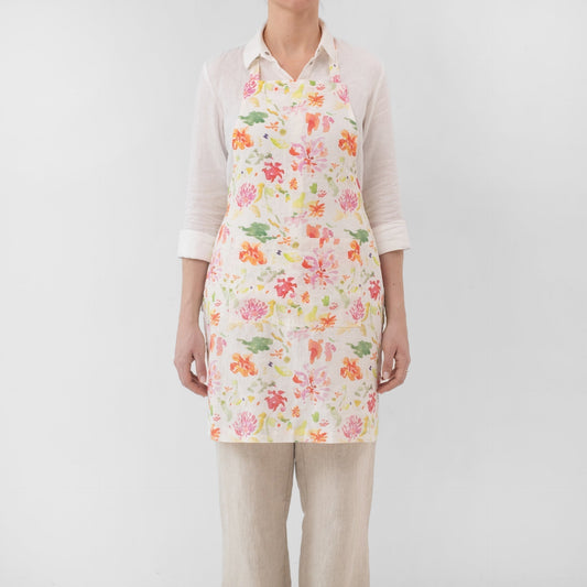 LIMITED EDITION Wildflower Flow lino kasdienė prijuostė — naturalusdrabuziai.lt