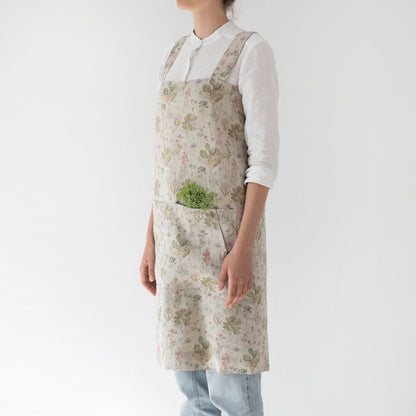 lino Tales Botany on Light Natural lino Pinafore prijuostė — naturalusdrabuziai.lt