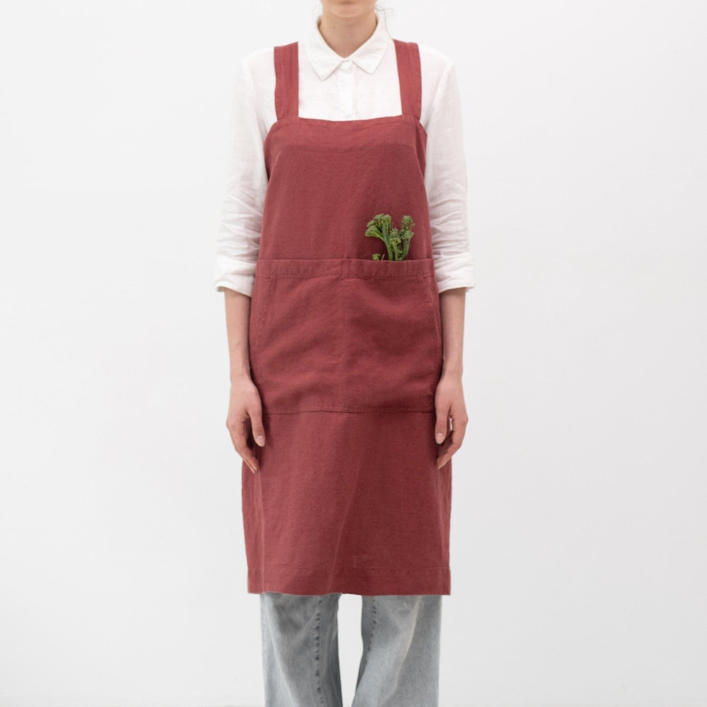 lino Tales Marsala lino Pinafore prijuostė — naturalusdrabuziai.lt