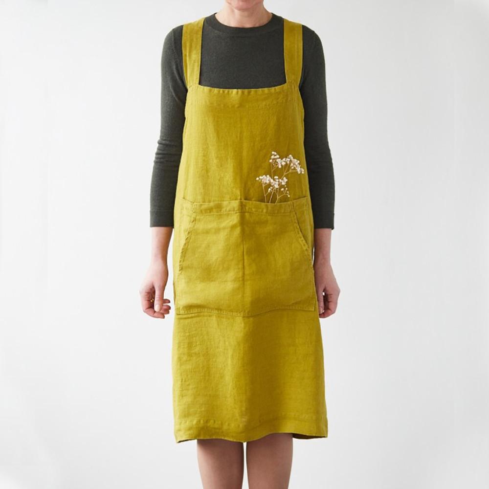 lino Tales Moss Green lino Pinafore prijuostė — naturalusdrabuziai.lt