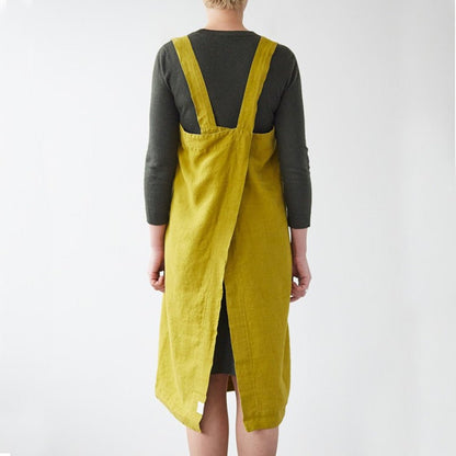 lino Tales Moss Green lino Pinafore prijuostė — naturalusdrabuziai.lt